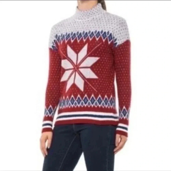 Telluride Snowflake Fairisle Mock Neck Sweater Large - Picture 1 of 8
